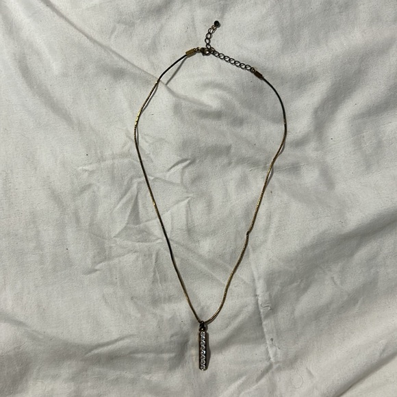 Elegant Gold Costume Necklace with Faux Diamonds - Picture 2 of 5